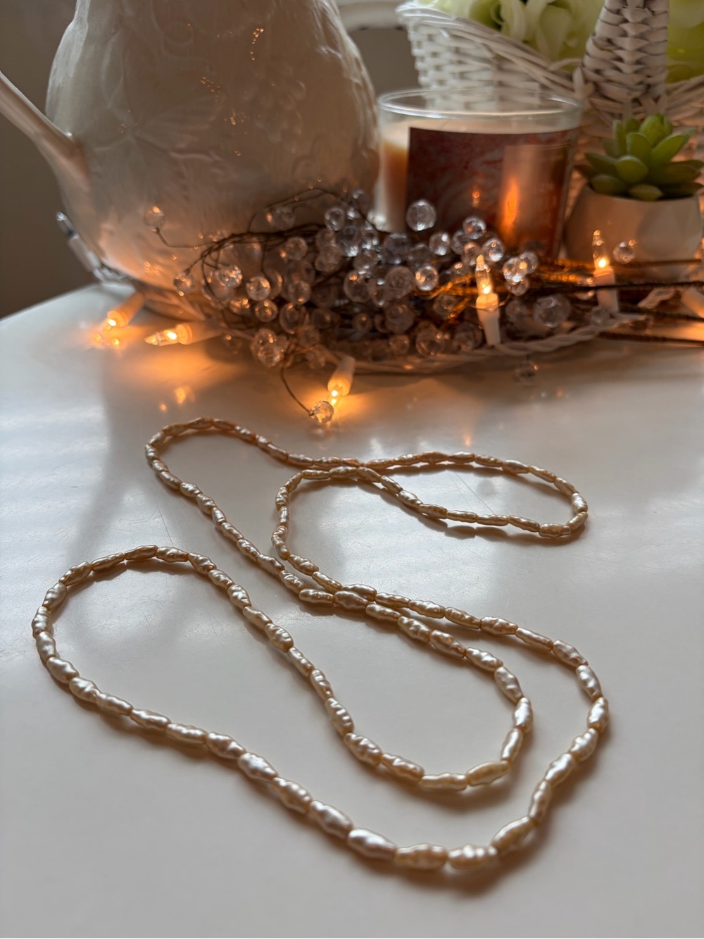 Freshwater Faux  Cultured Stick style Pearl Necklace (about 17 inches)